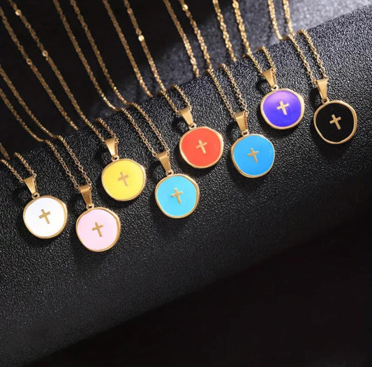 Minimalist Circle Cross Necklace